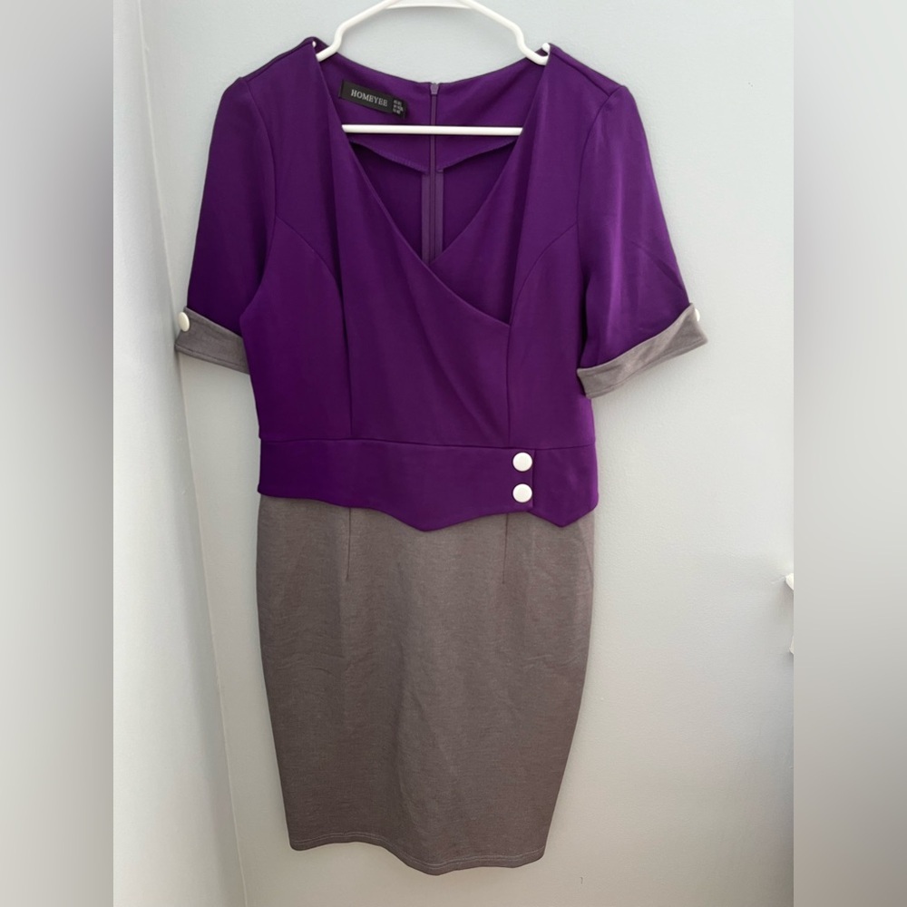 HOMEYEE‎ women dress purple and gray size 10